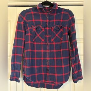 J.Crew women’s flannel plaid button down shirt blue red size 0